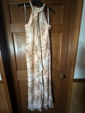 Calvin Klein Blush Floral Halter Maxi Dress